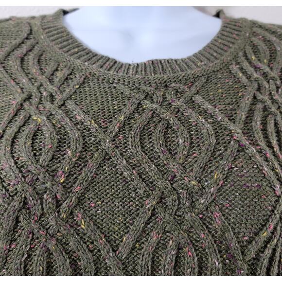 Time And Tru Green Olive Branch Cable Knit Sweater Large Lightweight Soft - Picture 5 of 6